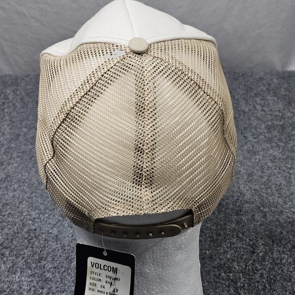 Volcom Wings N Things Trucker Hat Khaki White Mesh Snapback Cap Skater Y2K 90s - Picture 4 of 6